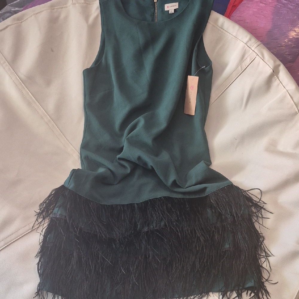 Daniel Cremieux Teal Midi Dress with Black Fringe